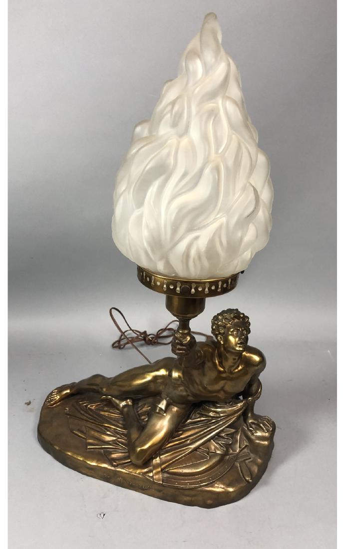 White Metal Figural Table Lamp 'Soldat Spartiate'