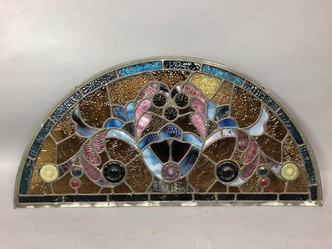 Leaded Stained Glass Semi Round Window. Textured (1 of 7)