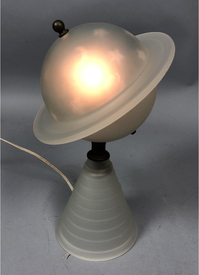 Art Deco Frosted Glass Saturn Table Lamp. Stepped