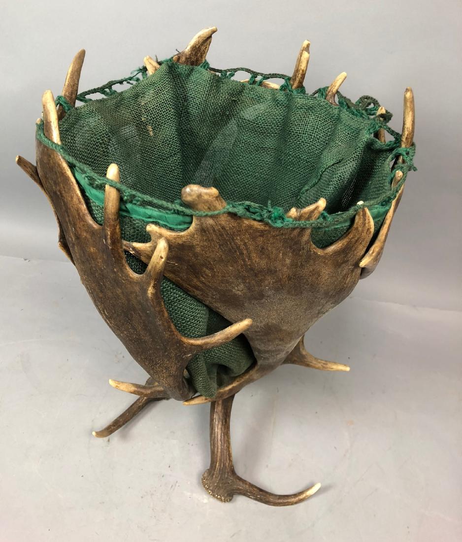 Faux Moose Antler Basket Container Trash Can. Gre (1 of 9)