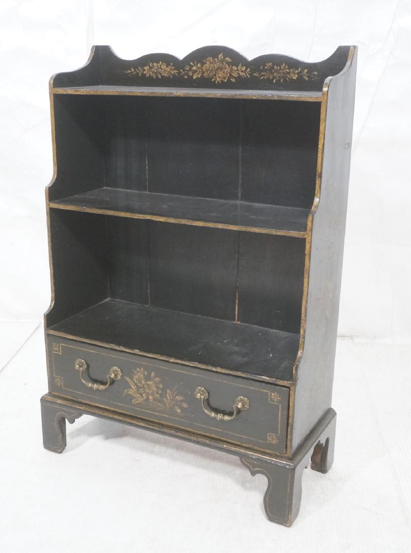 Ebonized Low Vintage Bookcase. Dark gold painted (1 of 9)
