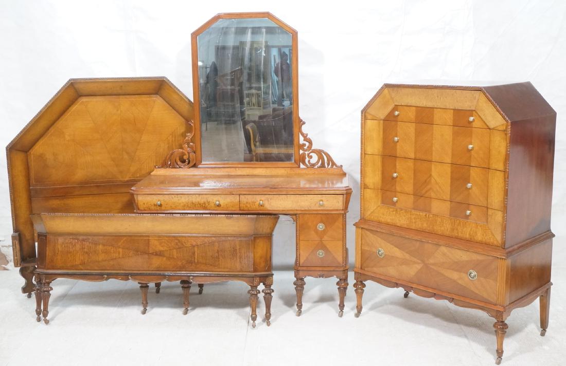 3pc Antique ART DECO Bedroom Set. Great Angular F (1 of 18)
