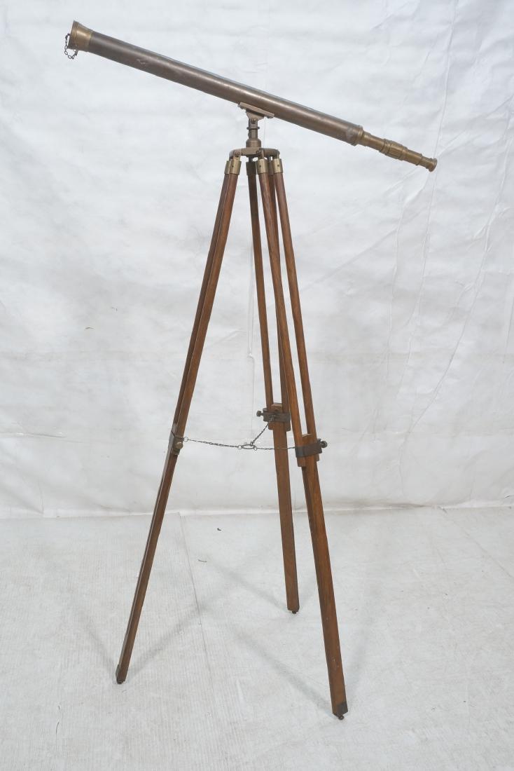 Oak Tripod Brass Mounted Telescope. Adjustable tr (1 of 8)