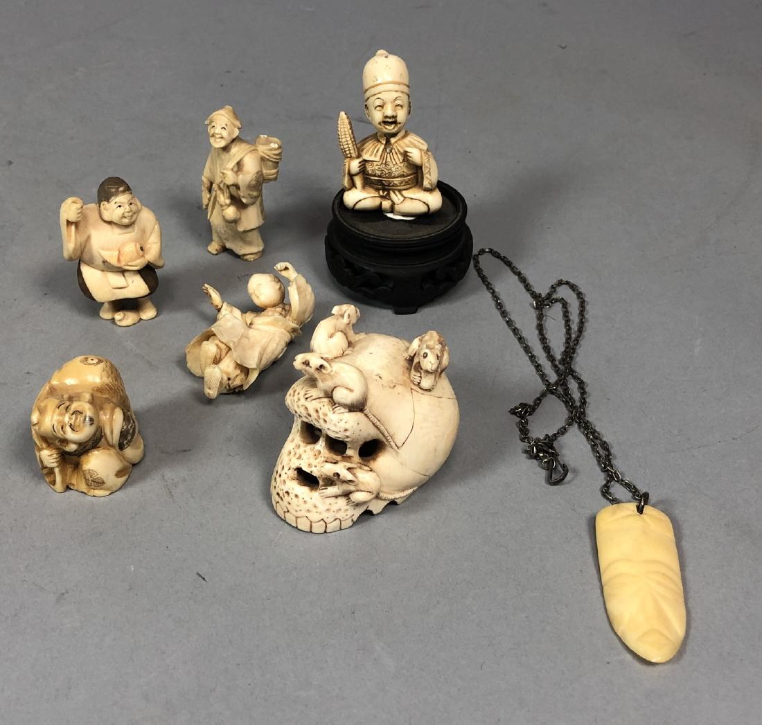 7pc Carved Asian Netsukes & Figural Sculptures. S (1 of 10)