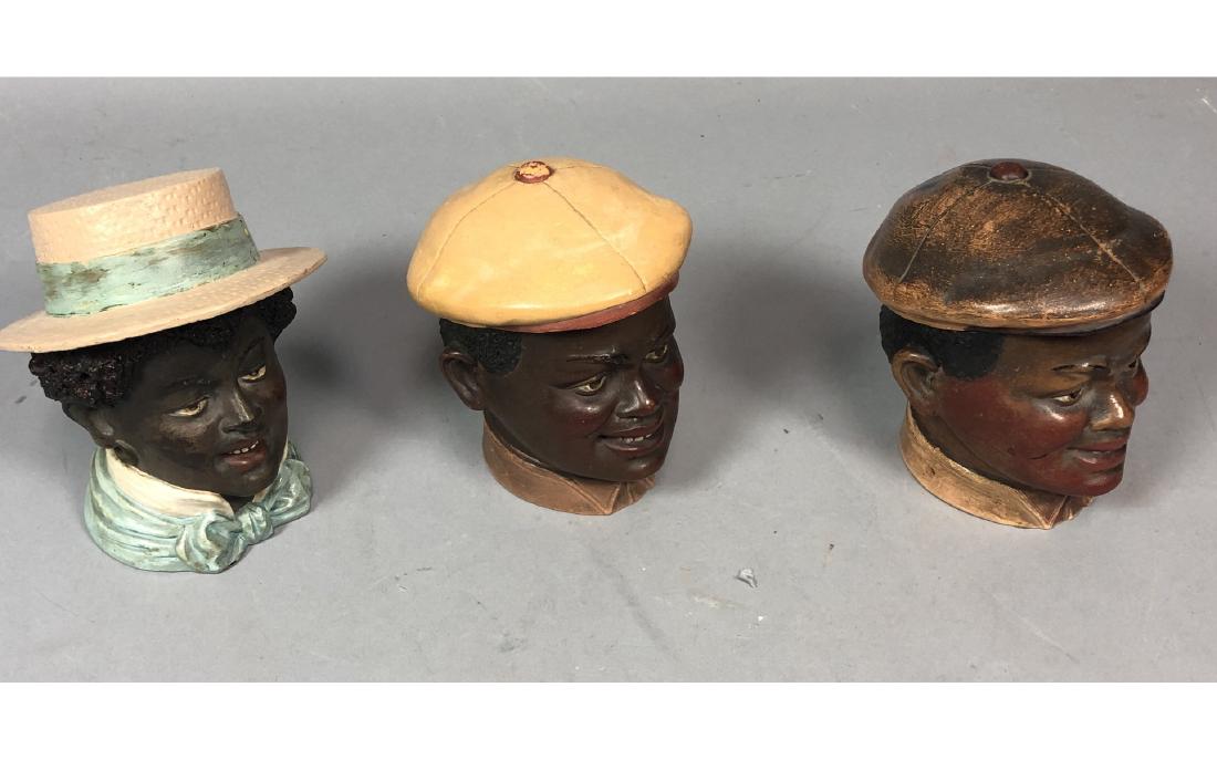 3pc Figural Black Male Head Tobacco Jars. Young m (1 of 6)