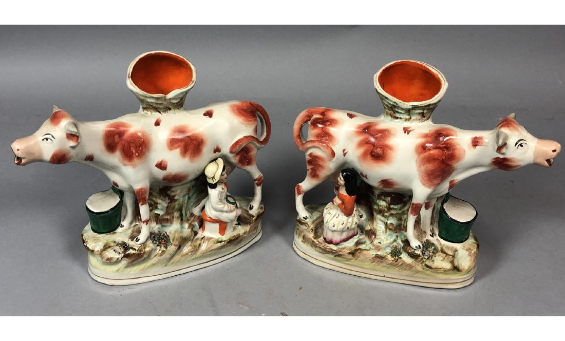 Pr Staffordshire England Cow Spill Vases. Orange (1 of 7)
