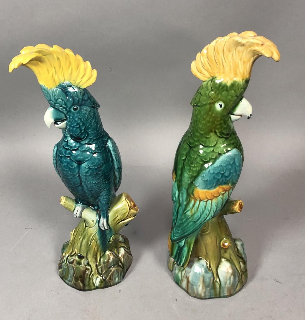 2 Majolica Figural Cockatoo Figurines Sculptures. (1 of 5)