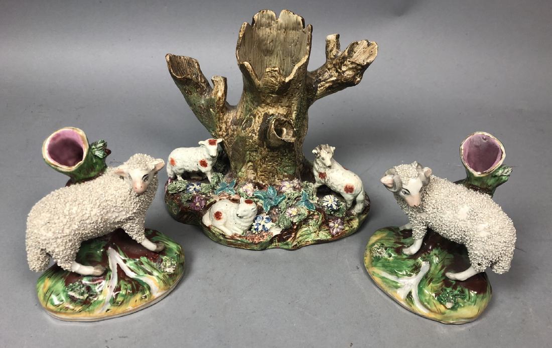 3 Staffordshire English Sheep Lamb Spill Vases. P (1 of 10)