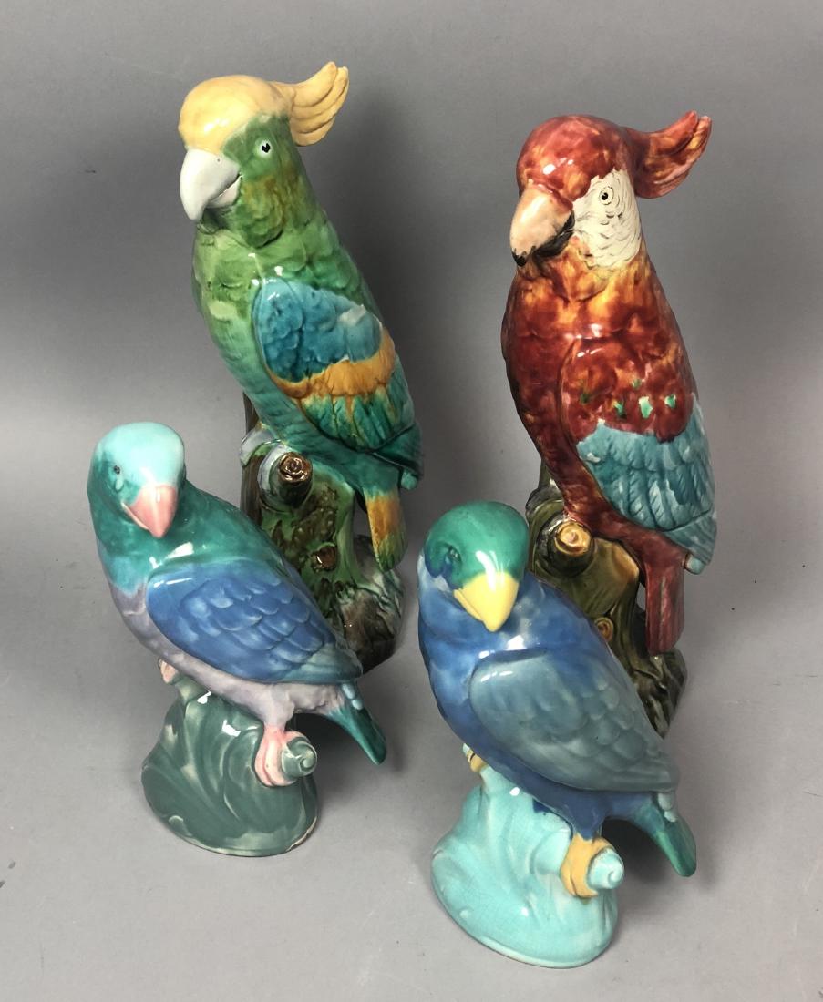 4pc MINTONS English Majolica Parrot Figures Sculp (1 of 8)