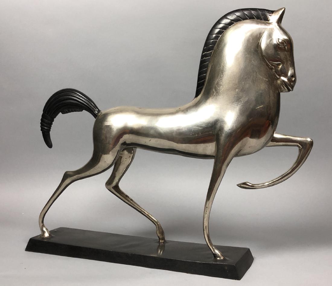 Modernist Silver Metal Figural Horse Sculpture. P (1 of 9)