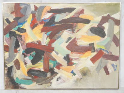 SEYMOUR FRANKS (1916 -1981) Modernist Painting. A: SEYMOUR FRANKS (1916 -1981) Modernist Painting. Abstract Expressionist on Canvas. -- Dimensions: H: 36.75 inches: W: 48 inches ---