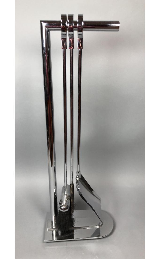 Modernist Chrome Fireplace Tools Stand. Polished (1 of 5)