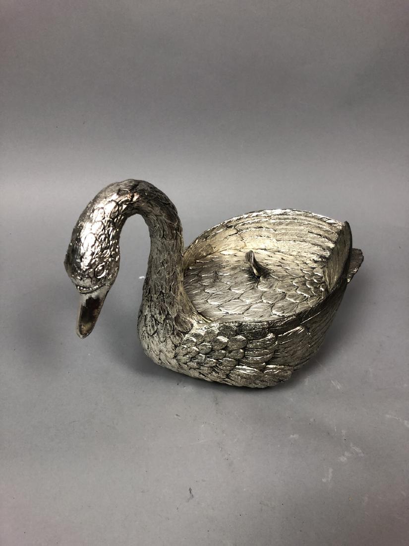 Figural Swan Lidded Ice Bucket. Decorator Serving (1 of 9)
