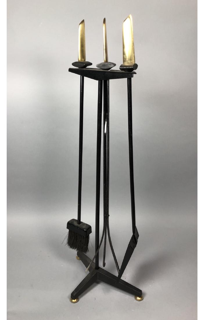 DONALD DESKEY  Brass Handled Fireplace Tools. Bla (1 of 8)