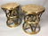Pr SARREID Style Brass Modernist Corseted Stools