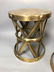 Pr SARREID Style Brass Modernist Corseted Stools - 5