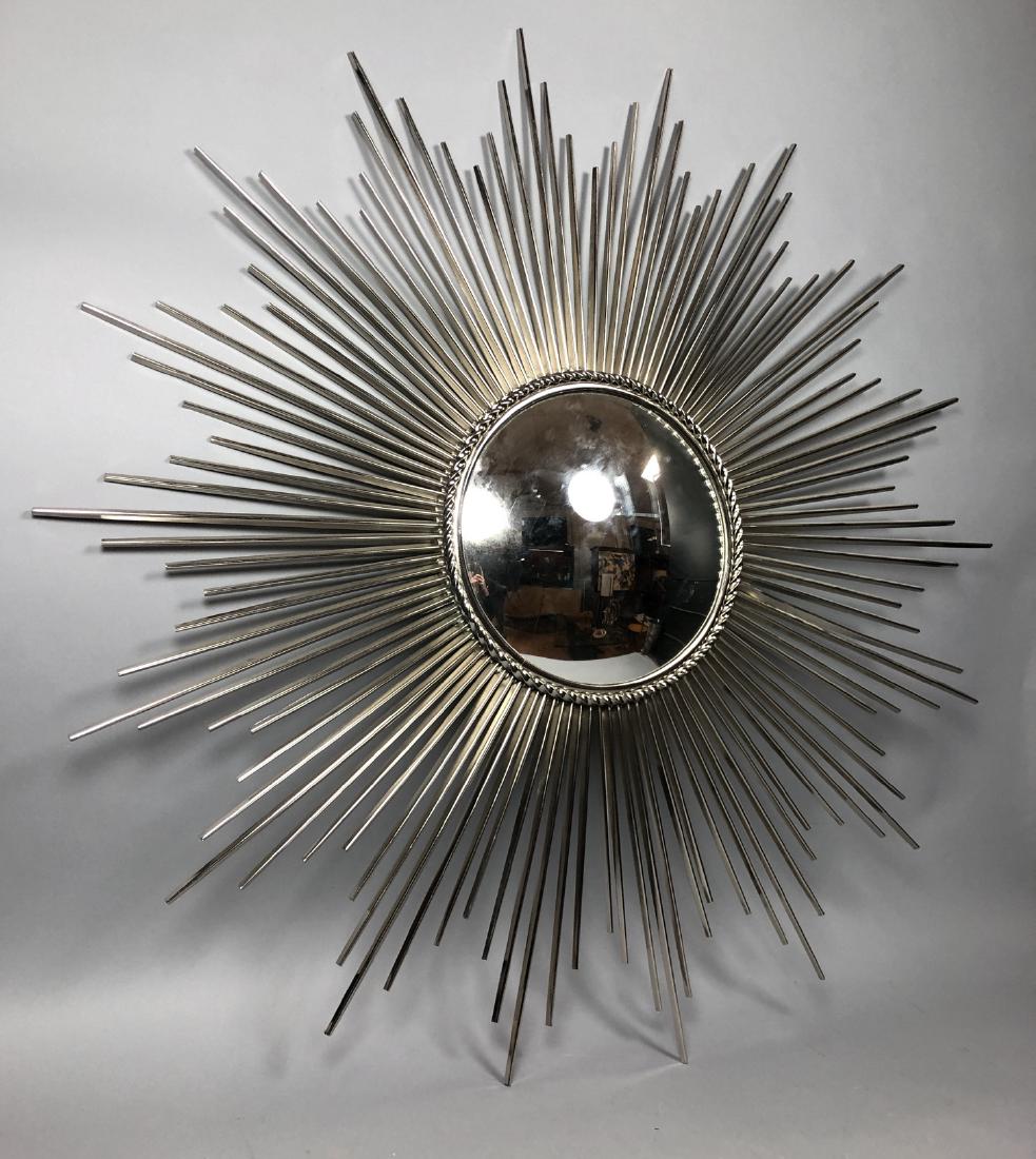 Silver Metal Contemporary Wall Mirror. Sunburst S
