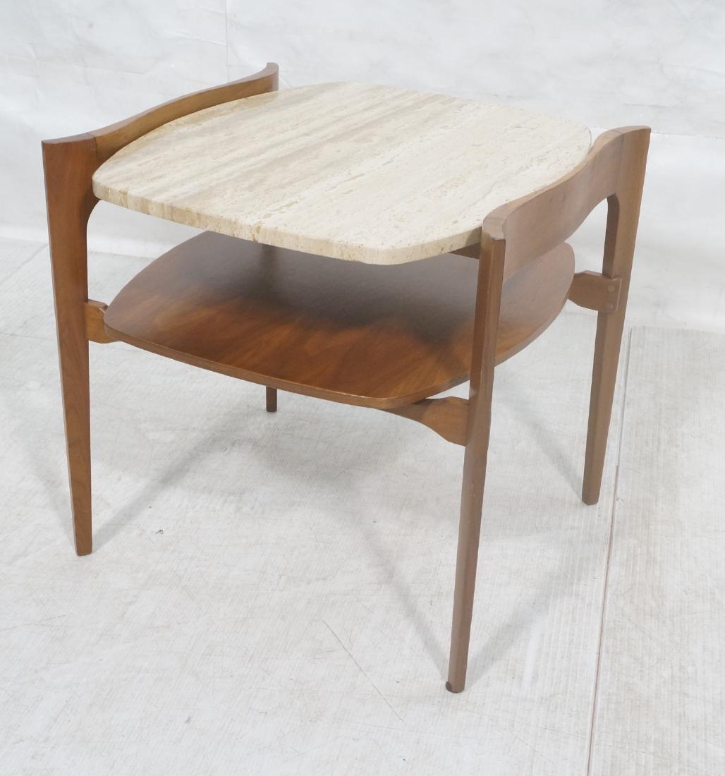 Bertha Schaefer Travertine Marble Top Walnut Side (1 of 8)