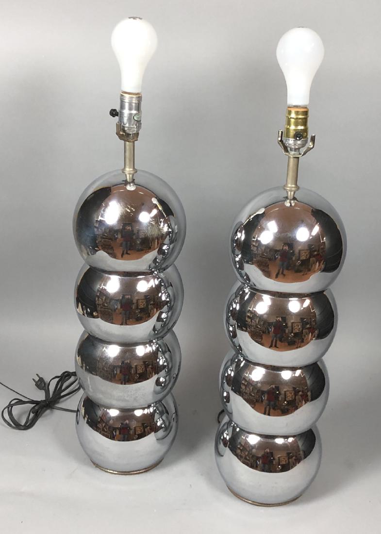 Pr Mid Century Modern Chrome Stacking Ball Lamps. (1 of 9)