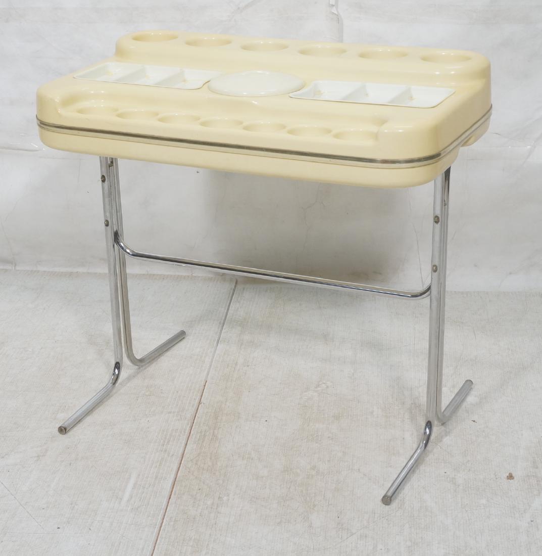 VITTORIO PARIGI Italian Plastic Floating Bar. Off: VITTORIO PARIGI Italian Plastic Floating Bar. Off white molded plastic fitted bar on chrome tube legs. -- Dimensions: H: 30.25 inches: W: 33 inches: D: 21.25 inches ---