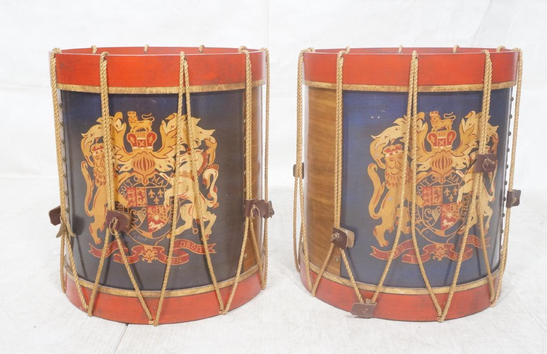 Pr Decorator Painted Drum Form Tables. Painted he (1 of 11)