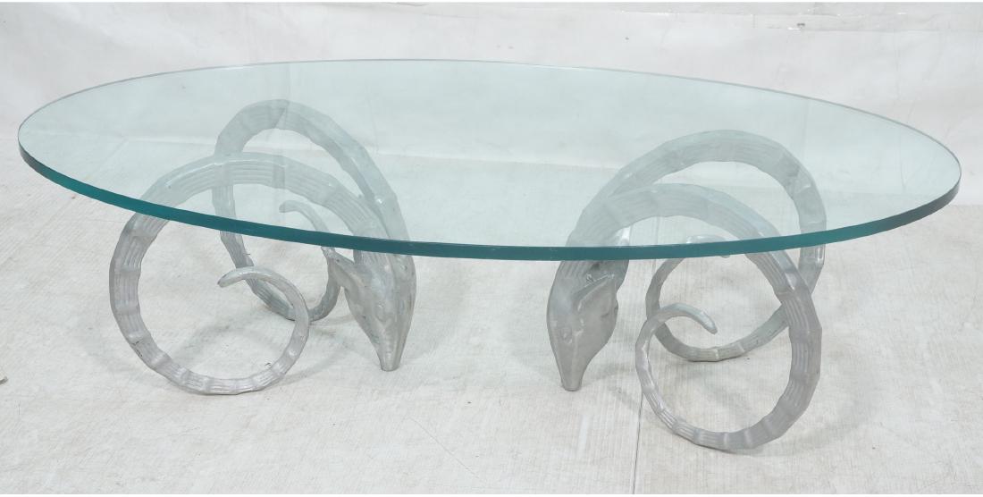 Aluminum Metal Gazelle Head Cocktail Coffee Table (1 of 10)