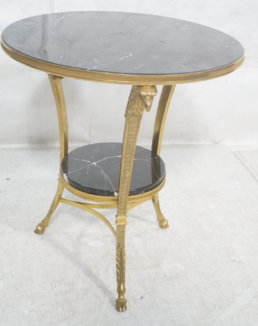 Heavy Brass Regency Marble Top Side Table. Round (1 of 9)