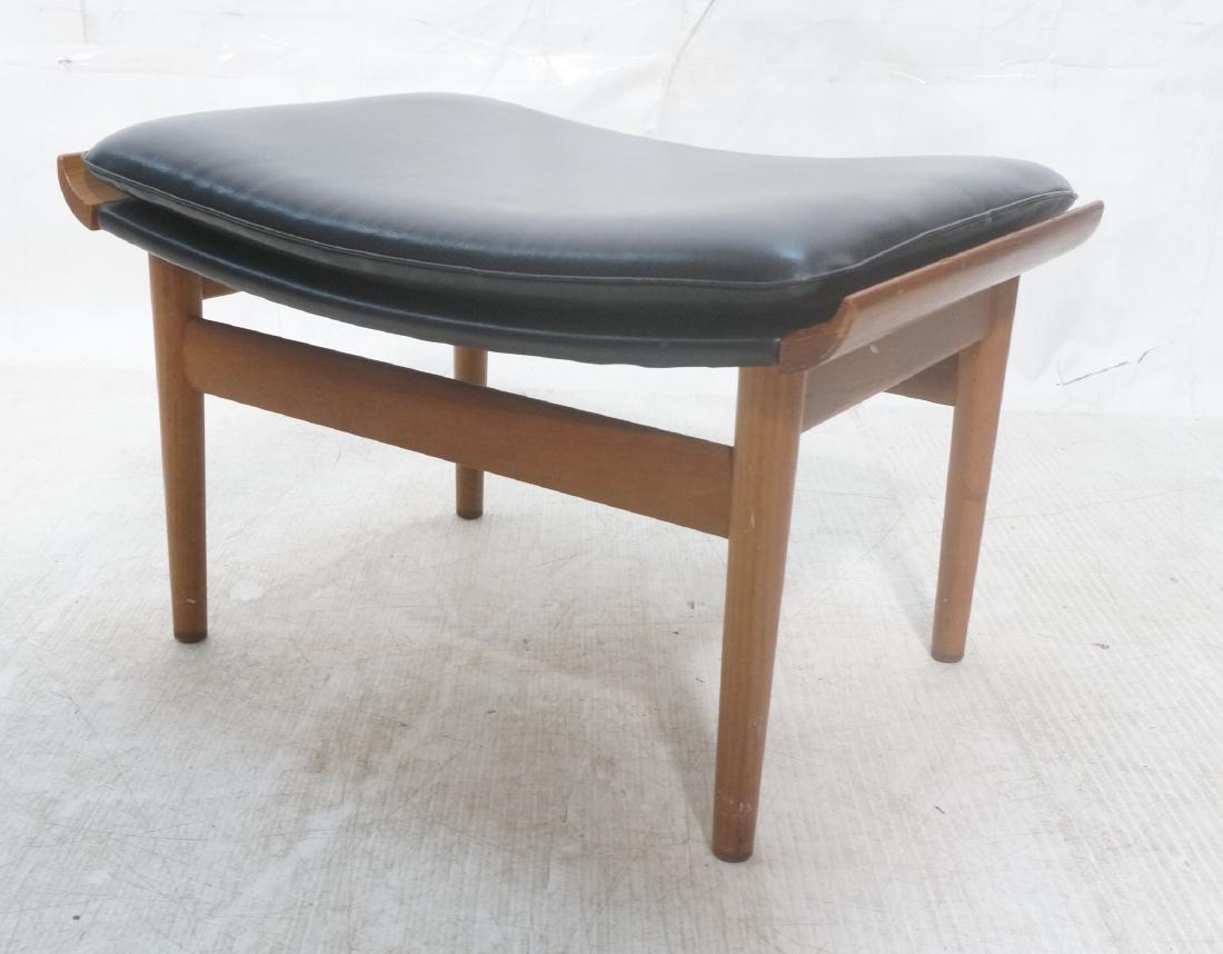 Modernist Black Vinyl Bench Foot Stool. Flared si (1 of 11)