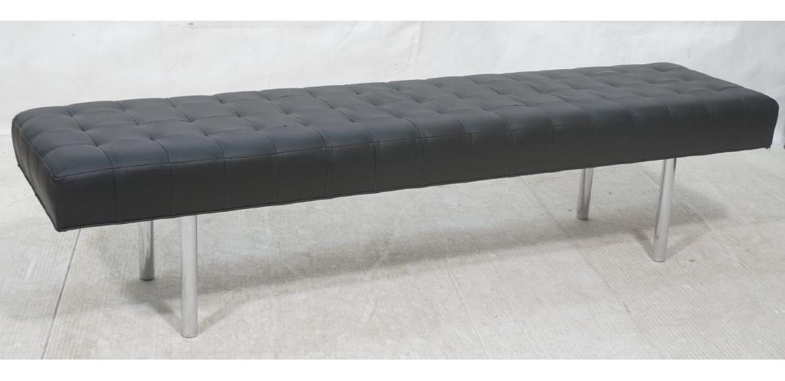 Black Vinyl Tufted Chrome Leg Bench. Modernist Se (1 of 11)