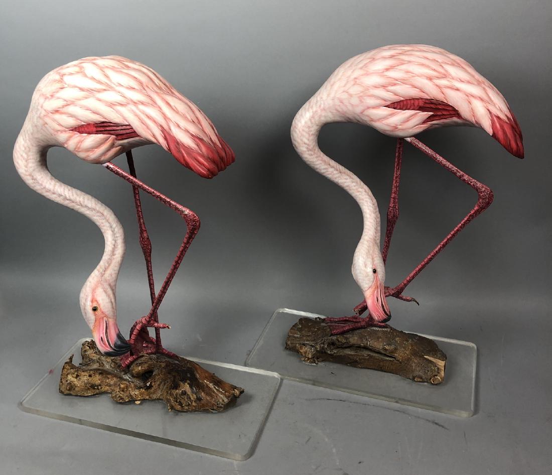 Pr Handpainted Figural Flamingo Sculptures. Color (1 of 10)