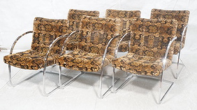 Set of 6 Milo Baughman Dining Chairs. Frames with First Image