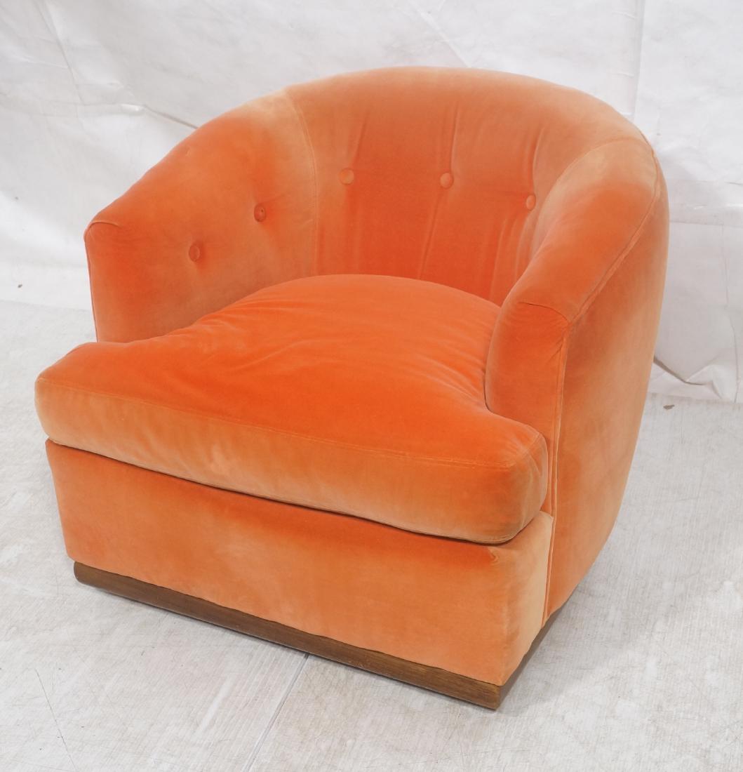 Tufted Barrel Back Modernist Lounge Chair. Orange