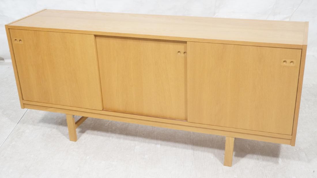 Danish Modern Blonde Wood Sliding Door Credenza. (1 of 12)
