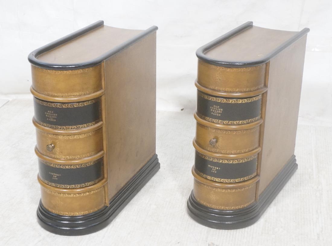 Pr Maitland Smith Faux Book Side End Table. Gilt (1 of 9)