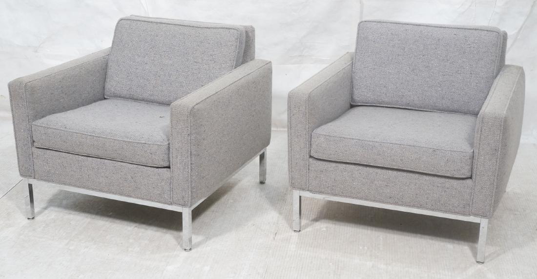 Pr Nubby Gray Fabric Chrome Frame Lounge Chairs. (1 of 12)
