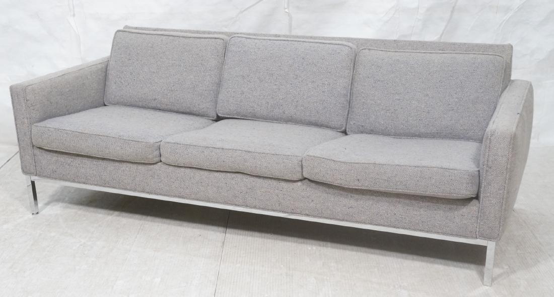 Nubby Gray Chrome Frame Sofa Couch. Knoll style s (1 of 10)