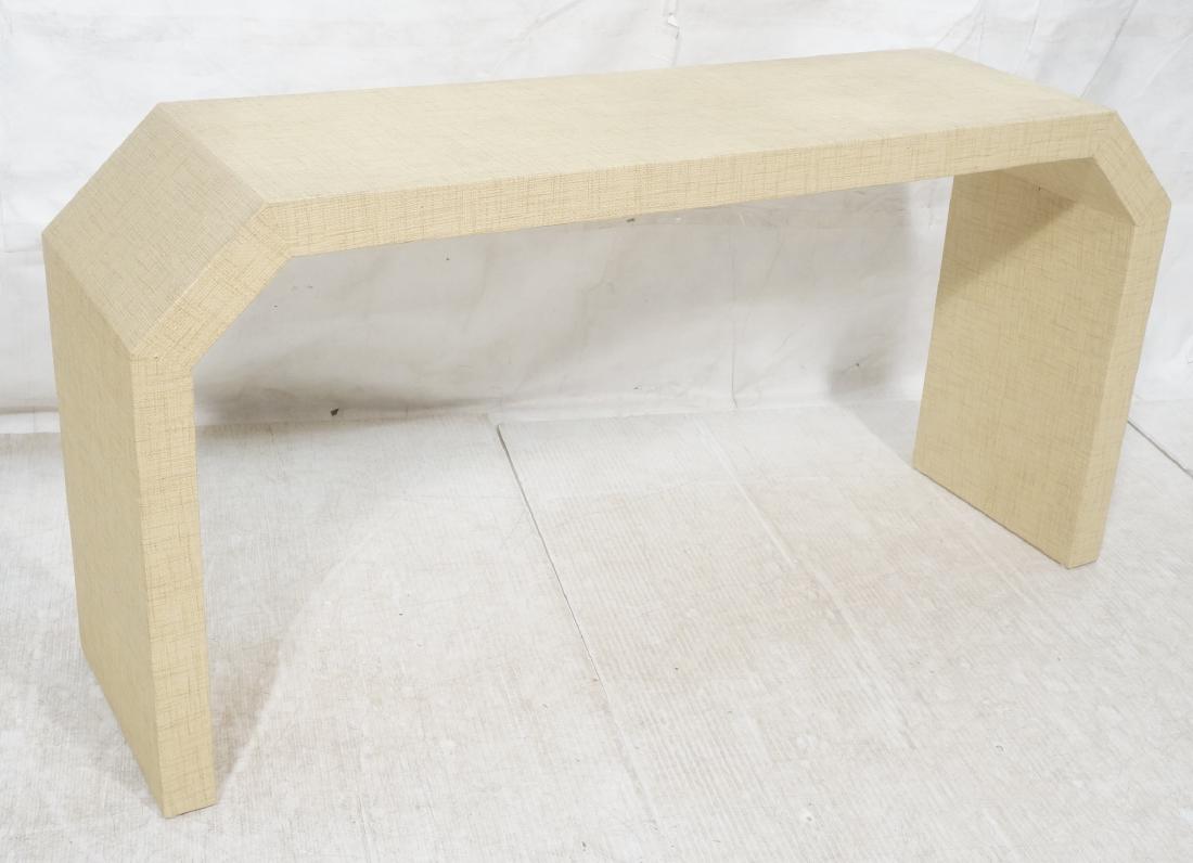 KARL SPRINGER Style Vinyl  Grass Cloth Hall Table (1 of 10)
