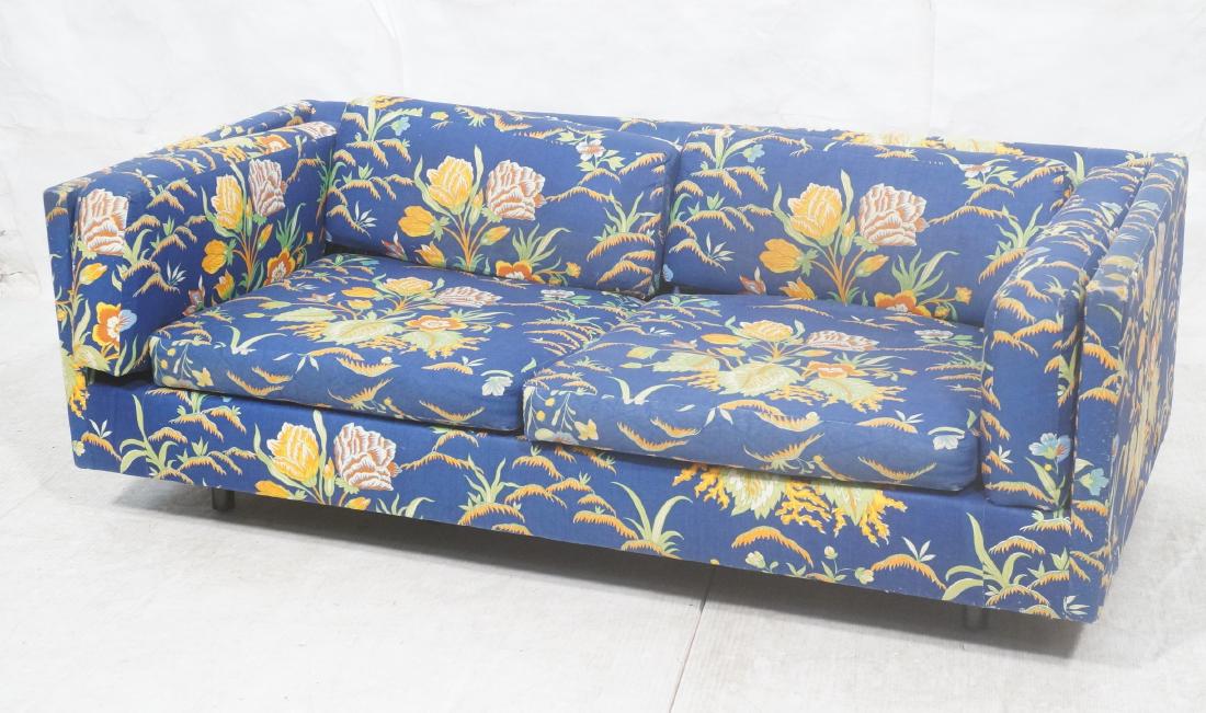 HARVEY PROBBER Floral Upholstery Sofa Couch. Blue (1 of 12)