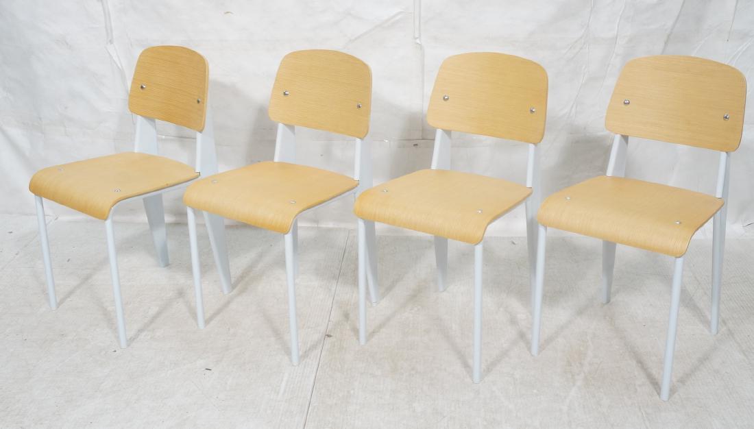 Set 4 White Enamel Metal Side Dining Chairs. Mode (1 of 7)
