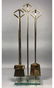 Modernist Brass & Glass Fireplace Fire Tools Set.