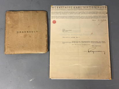 KARL HAGENAUER Antique Jan 1957 Catalog. Dec 1932: KARL HAGENAUER Antique Jan 1957 Catalog. Dec 1932 Letter to RENA ROSENTHAL from K Hagenauer. Catalogue with B&W photos, dimensions. RENA ROSENTHAL Estate. Wiener Werkstatte. -- Dimensions: ---