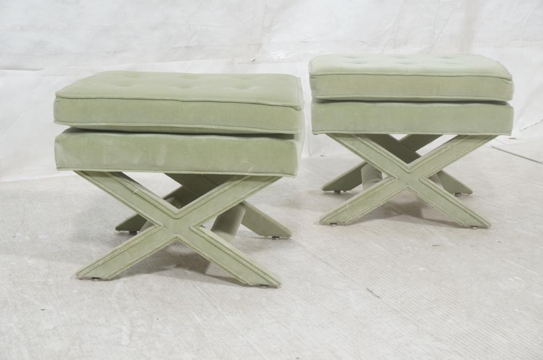 Pr Billy Baldwin style Upholstered Benches. Pale (1 of 9)