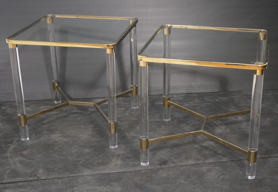 Pr Hill style Lucite & Glass Top Side End Tables. (1 of 7)