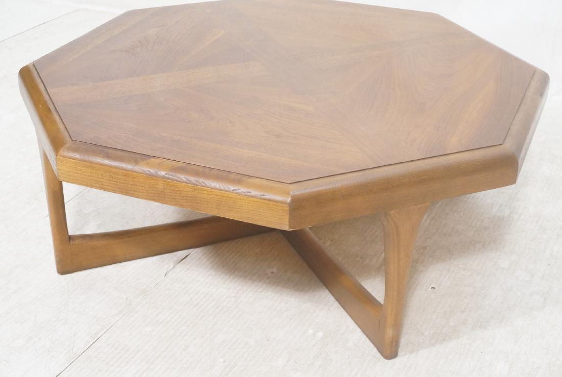 LANE Octagonal Banded Walnut Cocktail Table. Mode (1 of 11)
