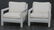Pr White Vinyl Parson Style Lounge Chairs. Frame
