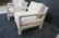 Pr White Vinyl Parson Style Lounge Chairs. Frame - 3
