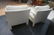 Pr White Vinyl Parson Style Lounge Chairs. Frame - 4