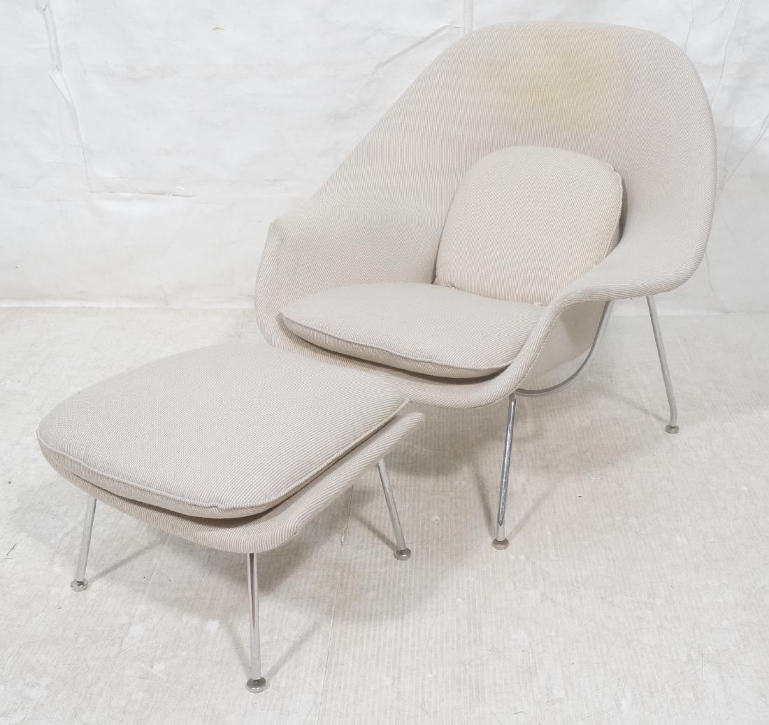 Chrome Frame Upholstered Womb Lounge Chair & Otto (1 of 12)
