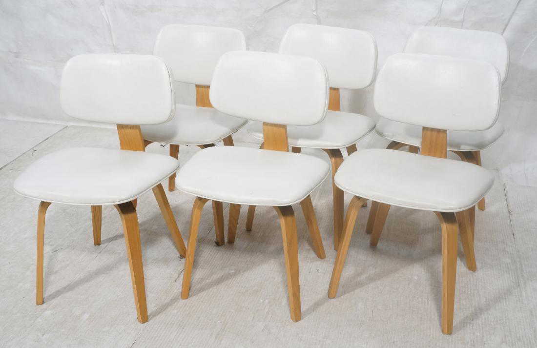 Set 6 Gus Modern Off White Vinyl Dining Chairs L