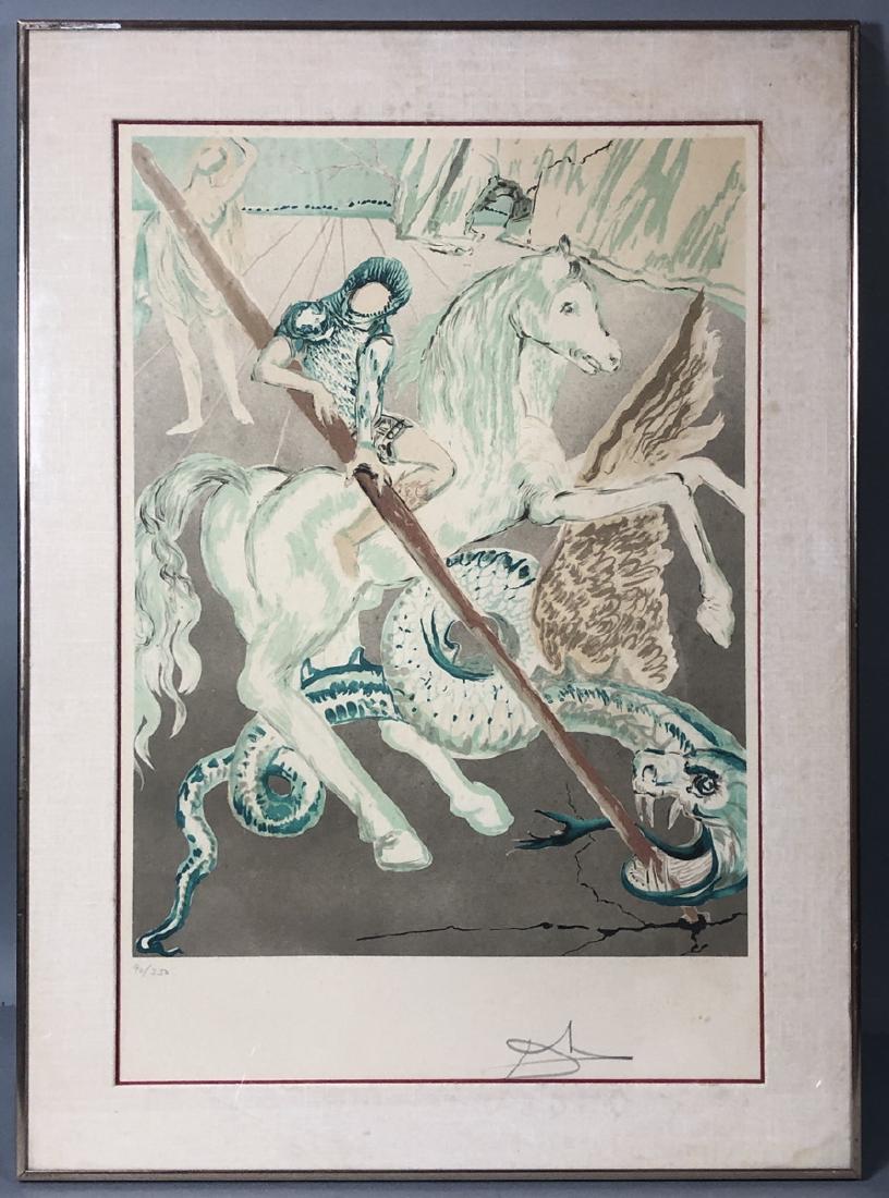 SALVADOR DALI Pencil Signed dragon Print. Moderni (1 of 5)